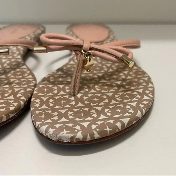 Kate Spade New York Mistic Bow Flat Thong Pale Pink Leather Sandal Size 8.5 - Picture 4 of 6